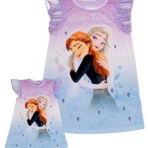 NWT 3t Frozen ANNA ELSA matching doll nightgown birthdays disney pajamas easter